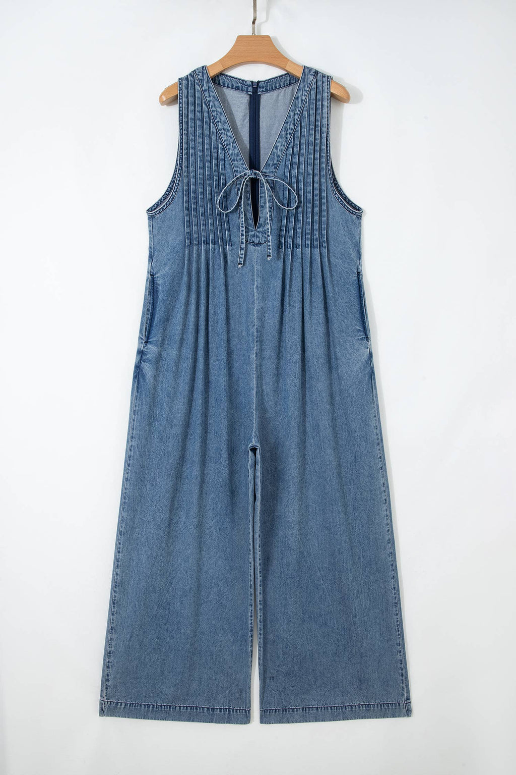 Western Acid Wash Pintuck Jumpsuit – Dusk Blue | Little Daisy Closet