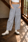 Stripe Pocket Detail Wide Leg Pants – Navy