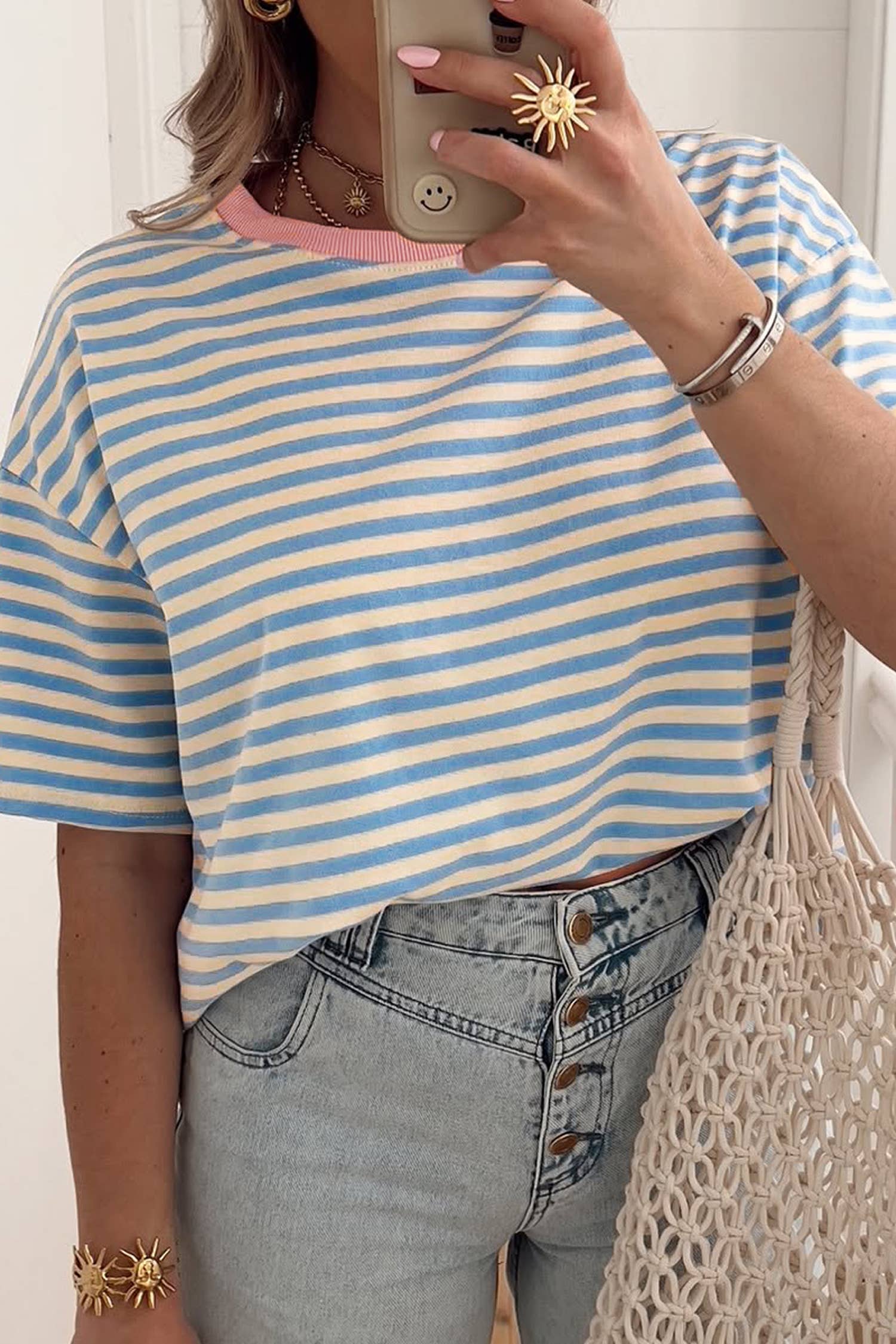 Stripped Crew Neck - Sky Blue