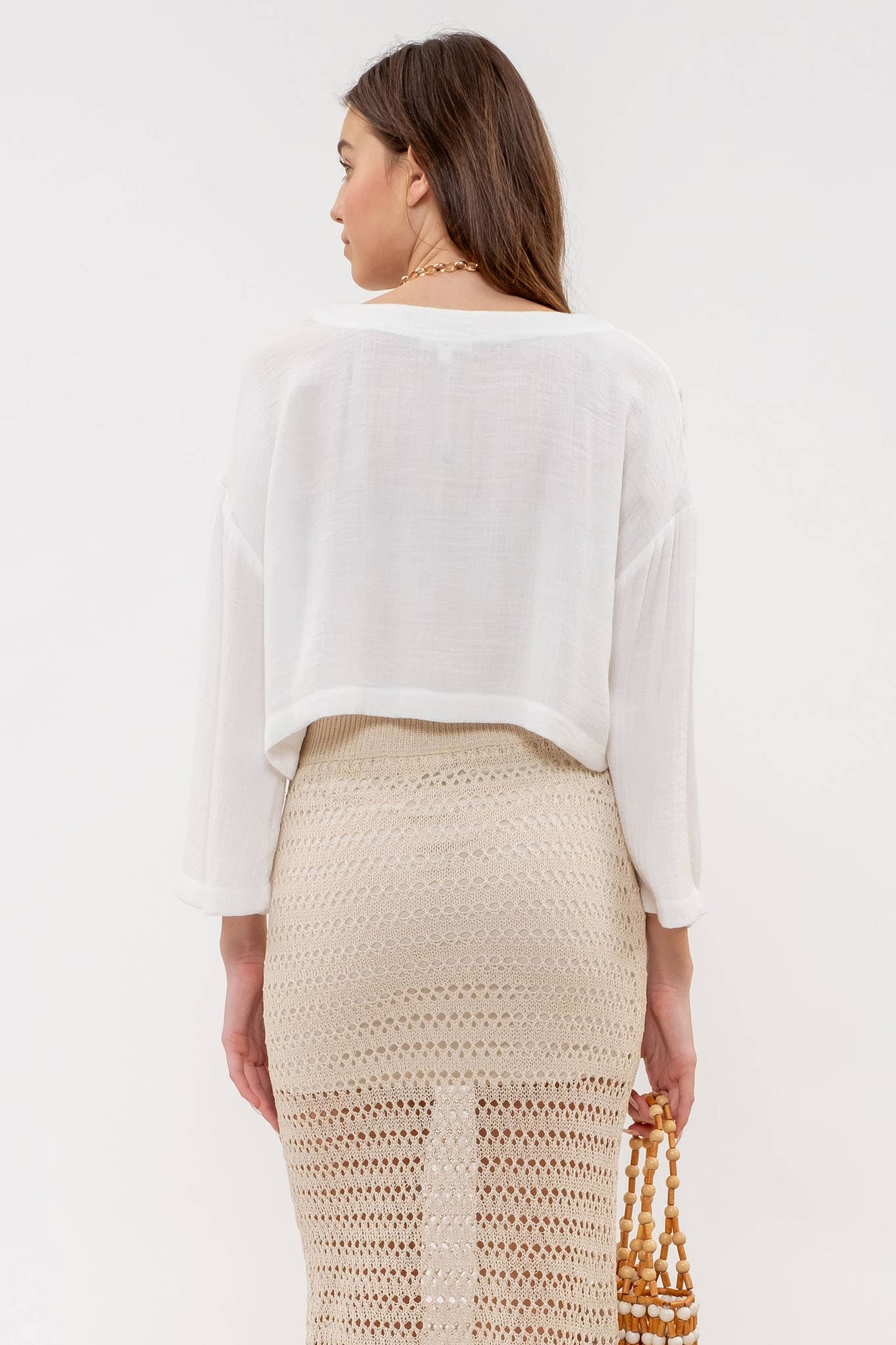 Relaxed 3/4 Sleeve Crop Top
