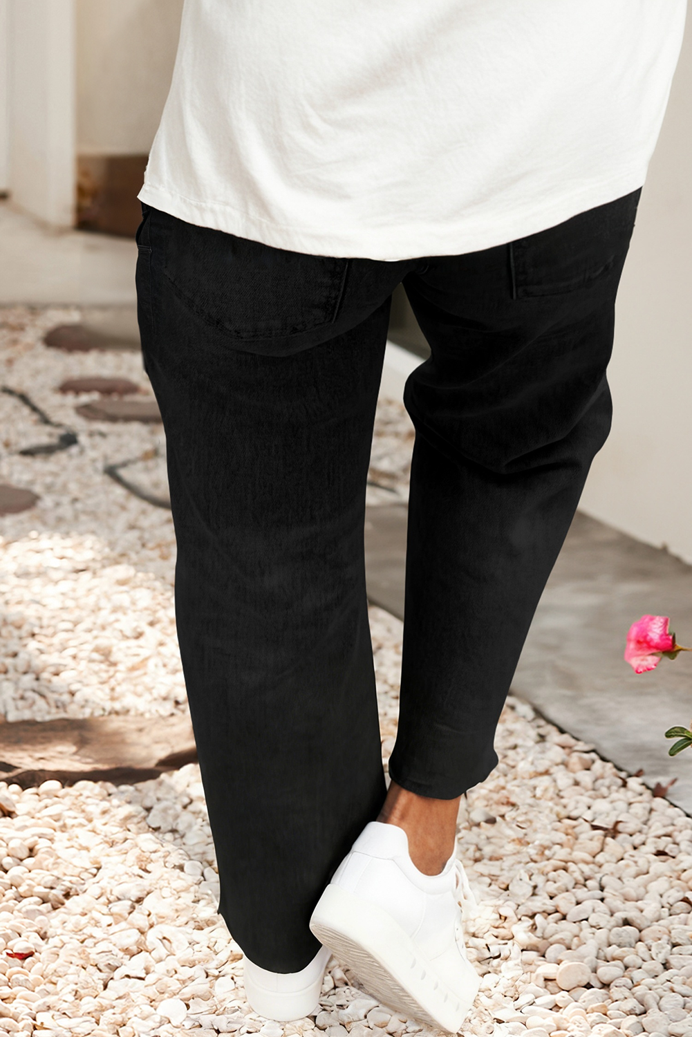 Frayed Cropped Black Jeans