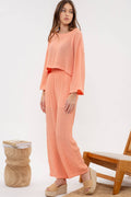 Lightweight High Rise Wide Leg Pants – Dusty Peach
