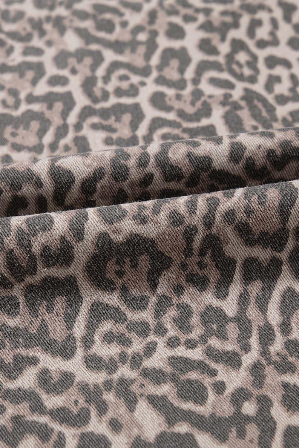 Leopard Frayed Edge Wide Leg High Waist Jeans