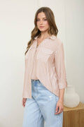 Stripe Collared Button Down Shirt – Peach
