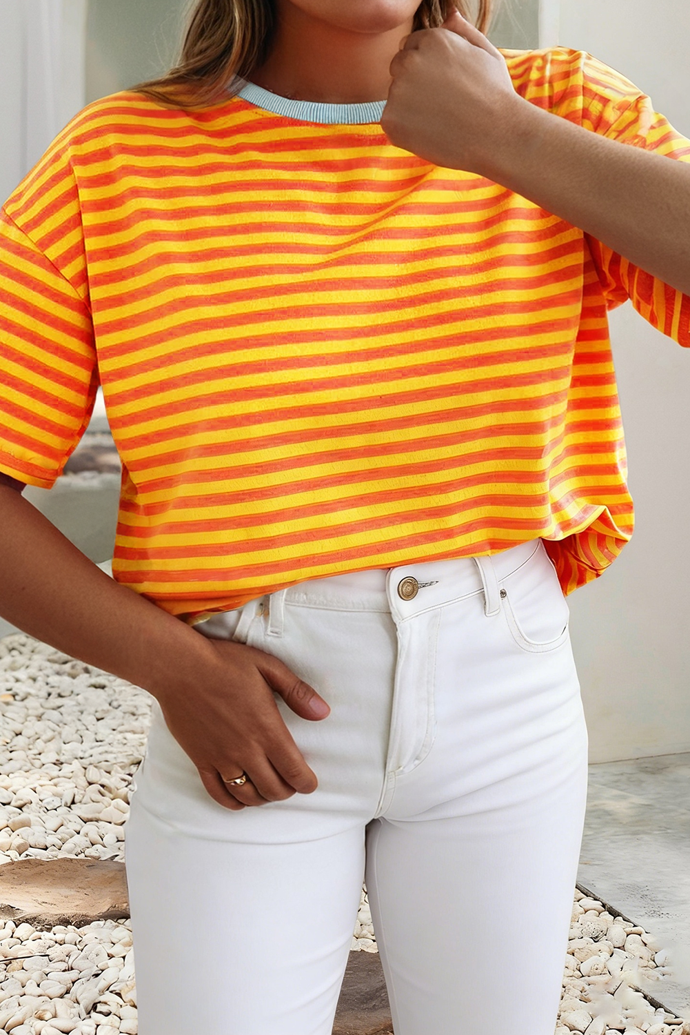 Stripped Crew Neck - Orange