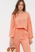 Relaxed 3/4 Sleeve Crop Top