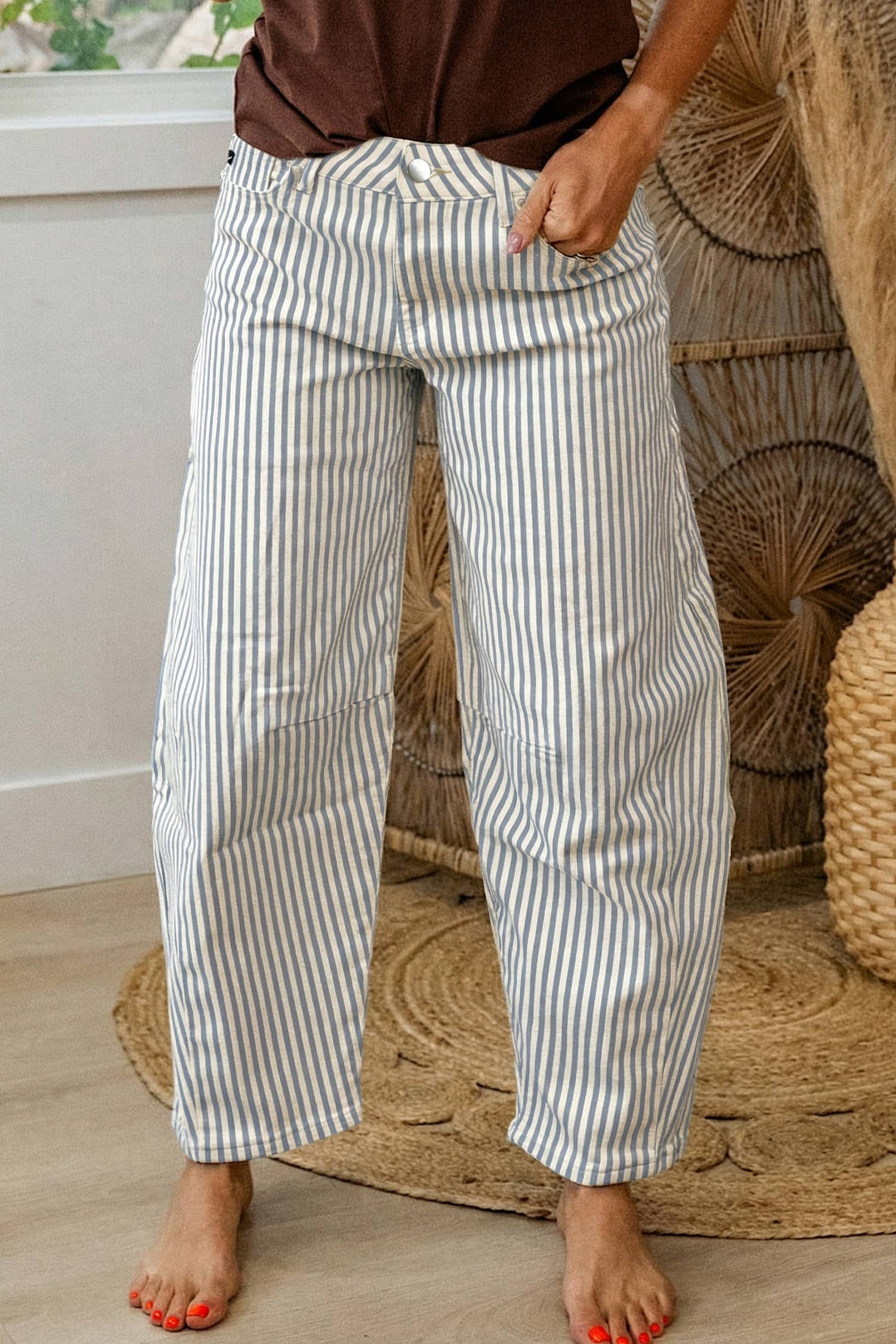 Striped Barrel Jeans