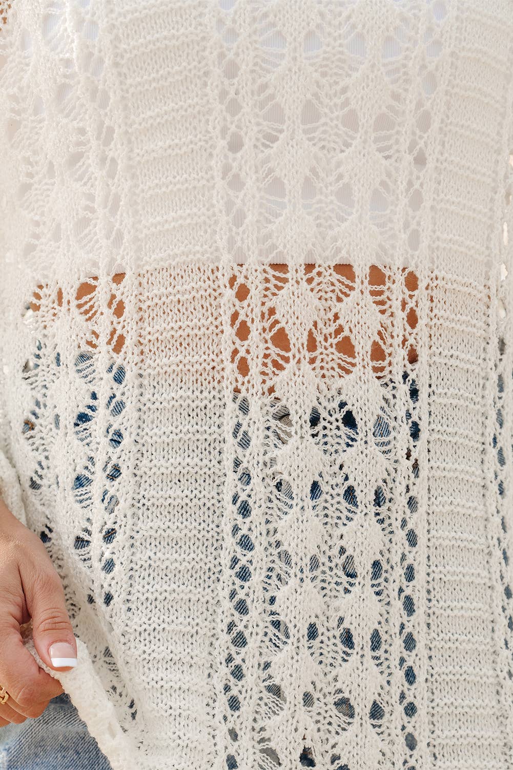 Knit Bracelet Sleeve Drop Shoulder Sweater